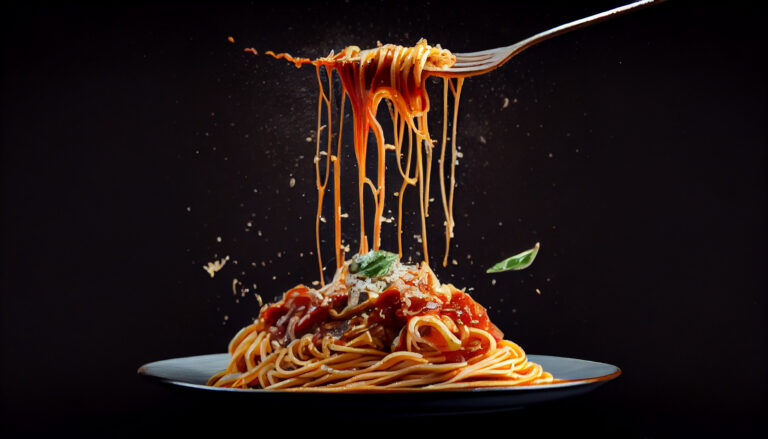 Gourmet Italian bolognese pasta with fresh parmesan generated by artificial intelligence